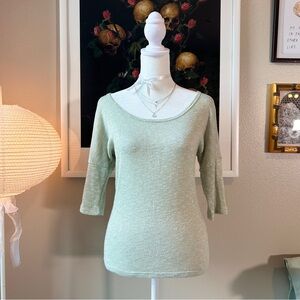 Flux boho crochet sparkly light green thin knit light sweater M